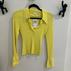 ALC Eleanor Rib Knit Polo Top NWT